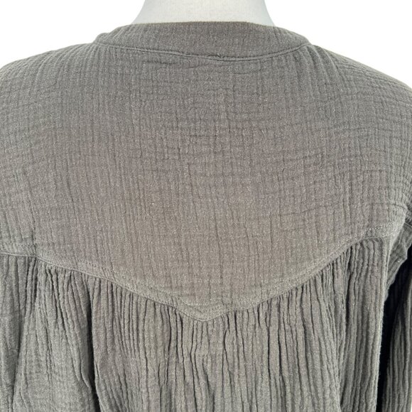 Free People Changing Horizons Gauze Top Dark Olive Green Size Large - Picture 7 of 10